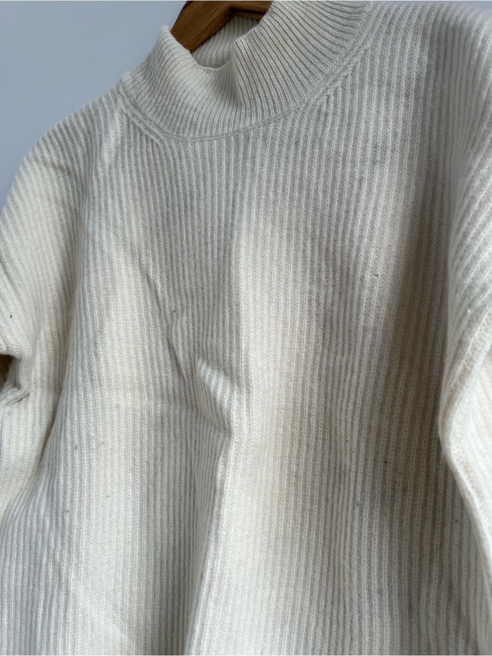 Classic Cream Ribbed Mock Neck Sweater - Picture 2 of 10
